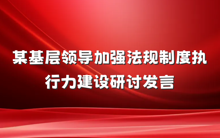 某基层领导加强法规制度执行力建设研讨发言