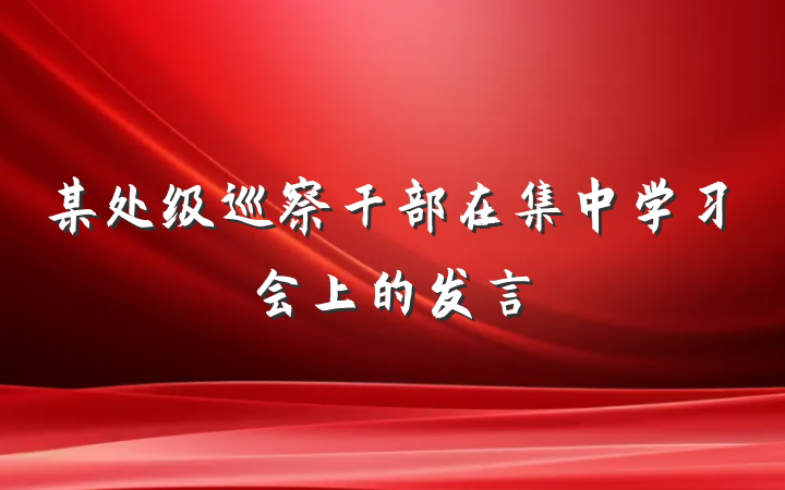 某处级巡察干部在集中学习会上的发言