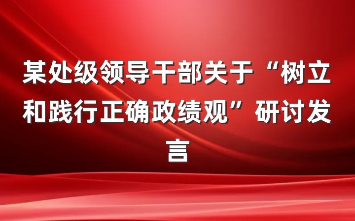 某处级领导干部关于“树立和践行正确政绩观”研讨发言