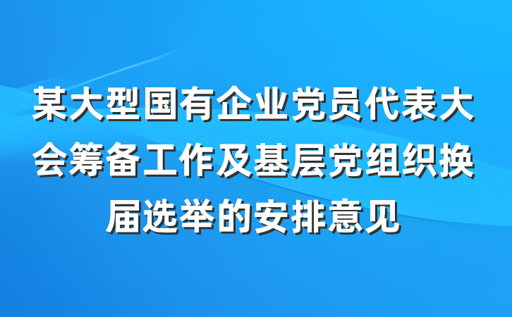 某大型国有企业党员代表大会筹备工作及基层党组织换届选举的安排意见