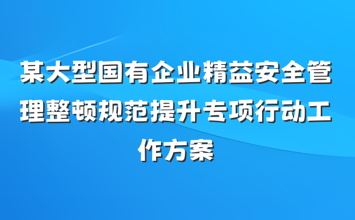 某大型国有企业精益安全管理整顿规范提升专项行动工作方案