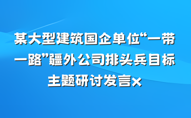 某大型建筑国企单位“一带一路”疆外公司排头兵目标主题研讨发言x