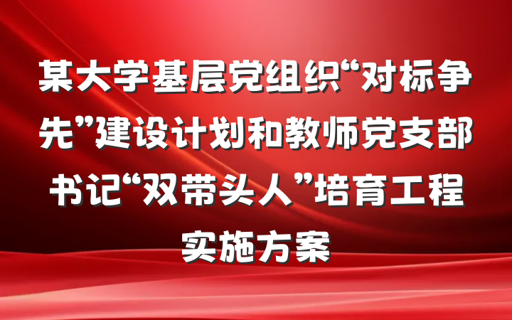 某大学基层党组织“对标争先”建设计划和教师党支部书记“双带头人”培育工程实施方案