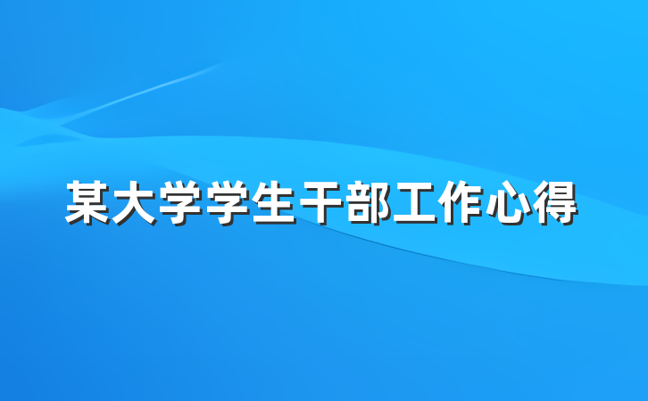 某大学学生干部工作心得
