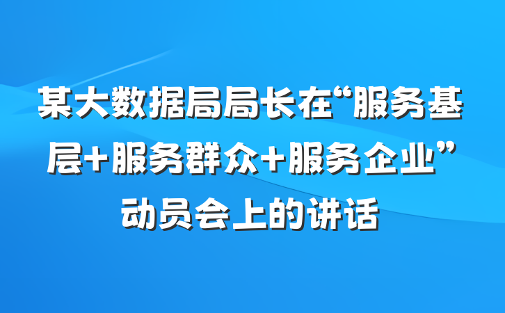某大数据局局长在“服务基层 服务群众 服务企业”动员会上的讲话