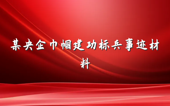 某央企巾帼建功标兵事迹材料