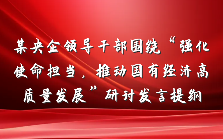 某央企领导干部围绕“强化使命担当，推动国有经济高质量发展”研讨发言提纲