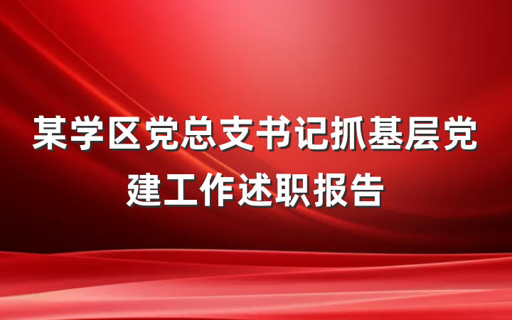 某学区党总支书记抓基层党建工作述职报告