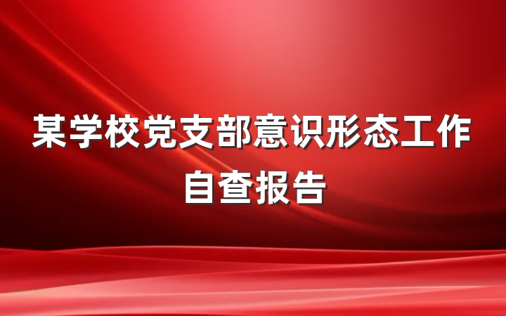 某学校党支部意识形态工作自查报告