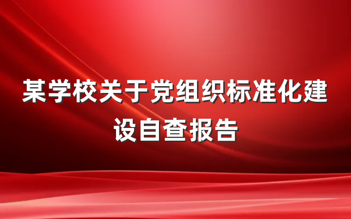 某学校关于党组织标准化建设自查报告