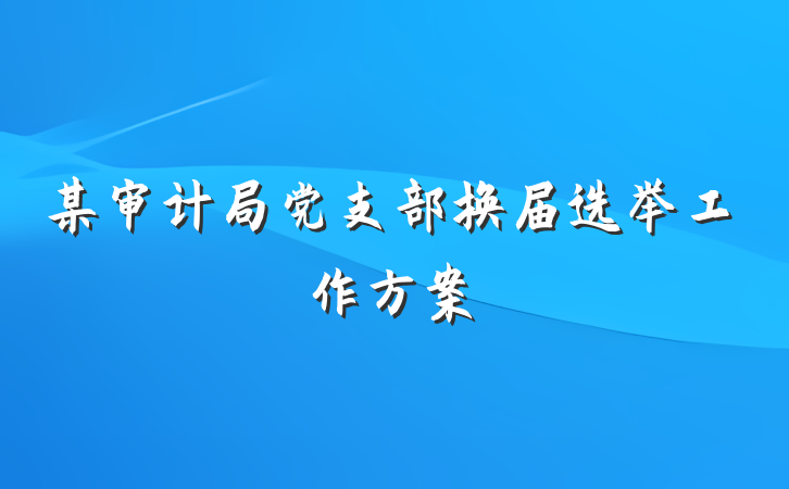 某审计局党支部换届选举工作方案