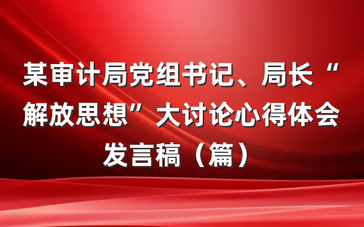 某审计局党组书记、局长“解放思想”大讨论心得体会发言稿（篇）
