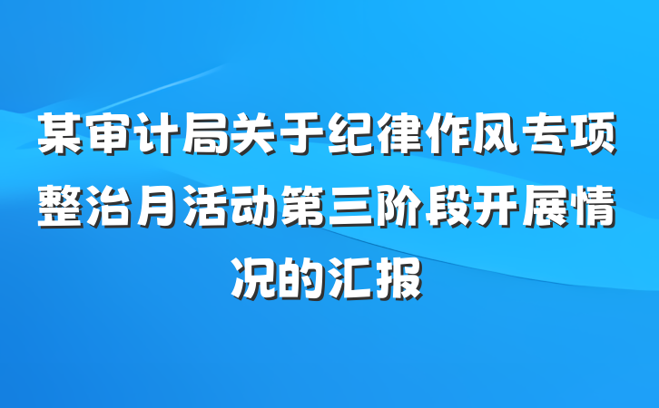 某审计局关于纪律作风专项整治月活动第三阶段开展情况的汇报