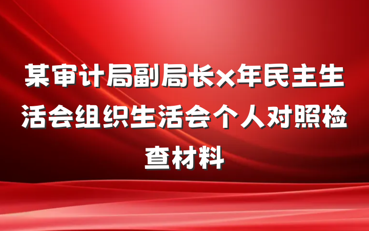 某审计局副局长x年民主生活会组织生活会个人对照检查材料