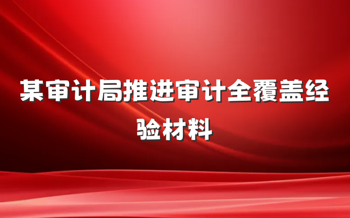 某审计局推进审计全覆盖经验材料