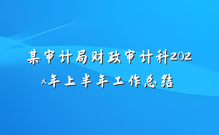某审计局财政审计科202x年上半年工作总结