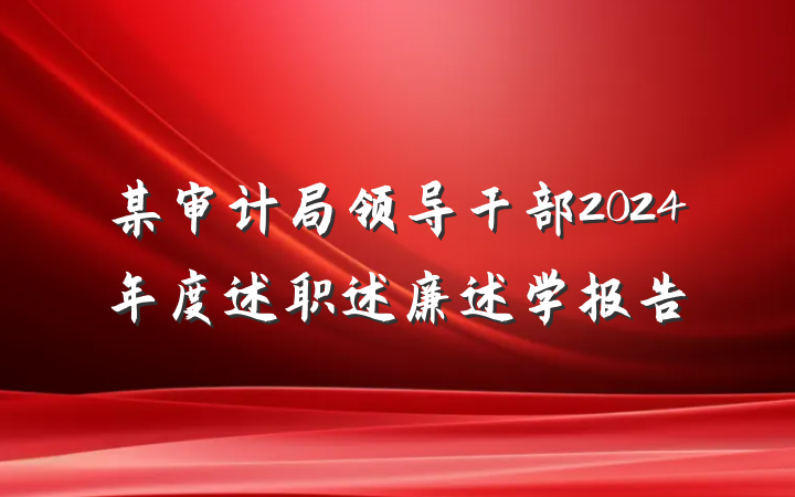 某审计局领导干部2024年度述职述廉述学报告