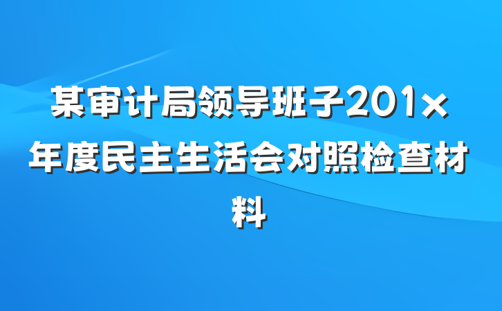 某审计局领导班子201x年度民主生活会对照检查材料