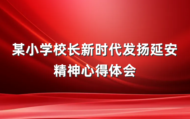 某小学校长新时代发扬延安精神心得体会