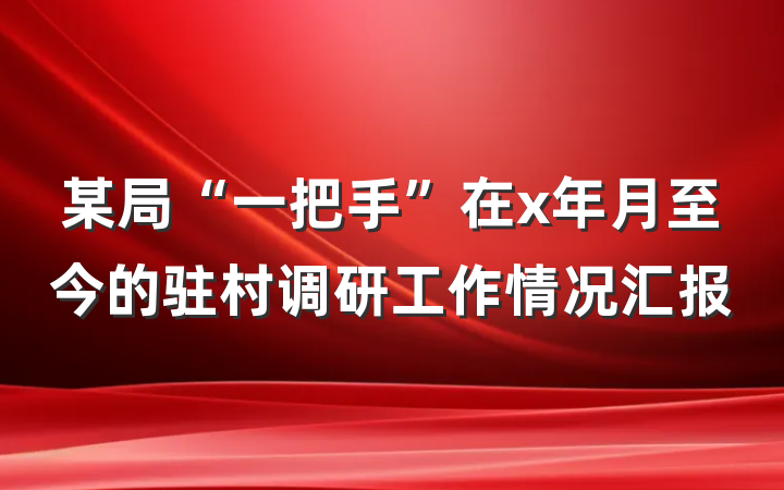 某局“一把手”在x年月至今的驻村调研工作情况汇报