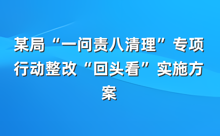 某局“一问责八清理”专项行动整改“回头看”实施方案