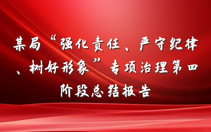 某局“强化责任、严守纪律、树好形象”专项治理第四阶段总结报告