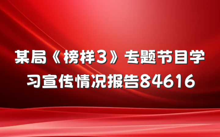某局《榜样3》专题节目学习宣传情况报告84616