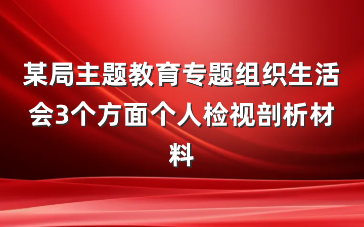 某局主题教育专题组织生活会3个方面个人检视剖析材料