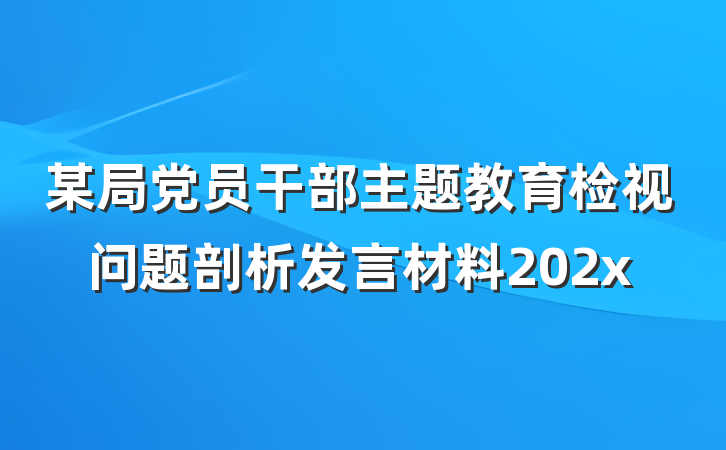 某局党员干部主题教育检视问题剖析发言材料202x