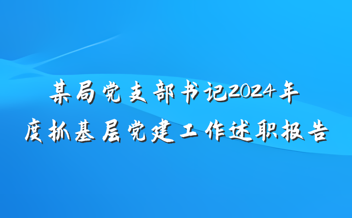 某局党支部书记2024年度抓基层党建工作述职报告