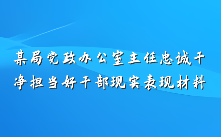 某局党政办公室主任忠诚干净担当好干部现实表现材料