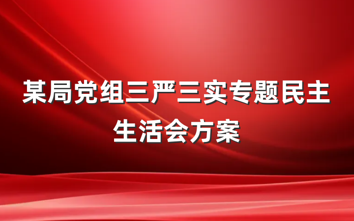 某局党组三严三实专题民主生活会方案