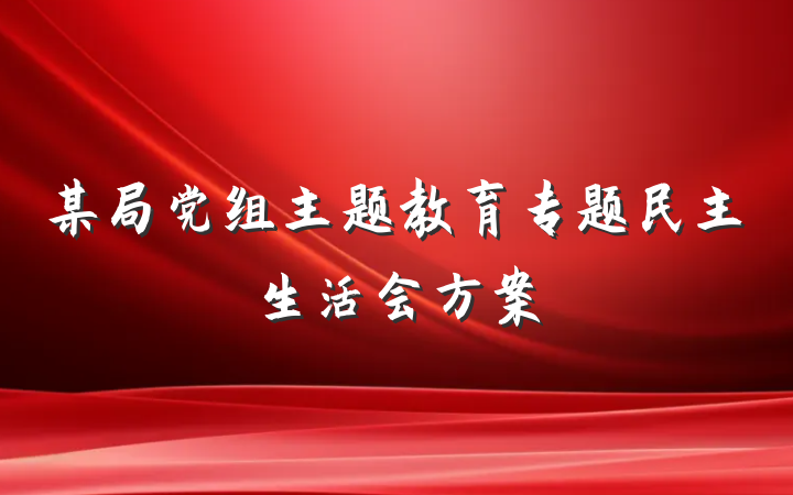 某局党组主题教育专题民主生活会方案