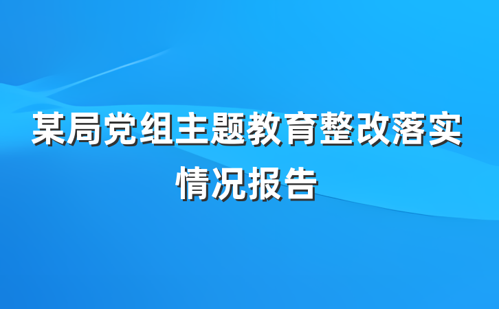 某局党组主题教育整改落实情况报告