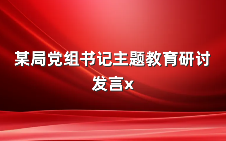 某局党组书记主题教育研讨发言x