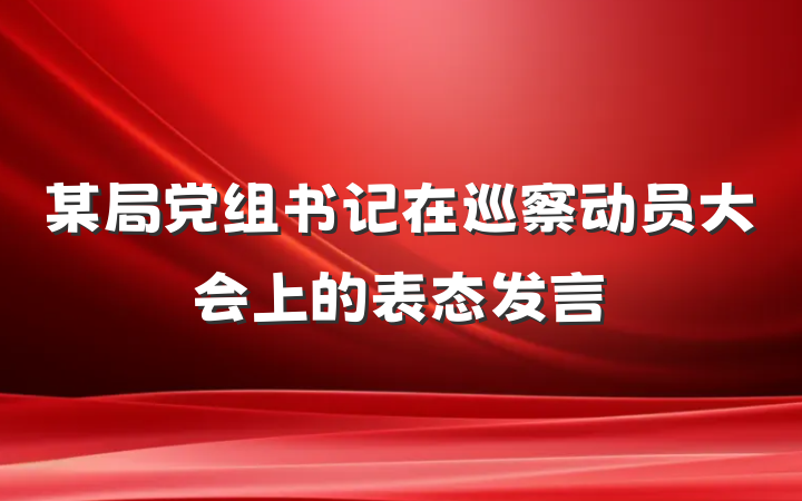 某局党组书记在巡察动员大会上的表态发言