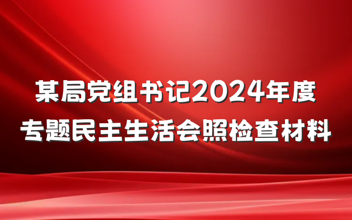 某局党组书记2024年度专题民主生活会照检查材料