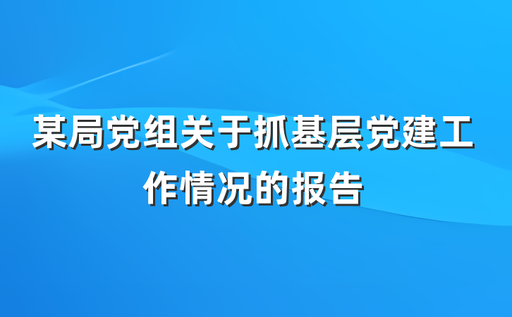 某局党组关于抓基层党建工作情况的报告