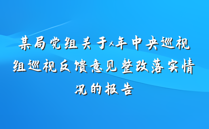 某局党组关于x年中央巡视组巡视反馈意见整改落实情况的报告