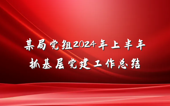某局党组2024年上半年抓基层党建工作总结