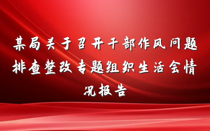 某局关于召开干部作风问题排查整改专题组织生活会情况报告