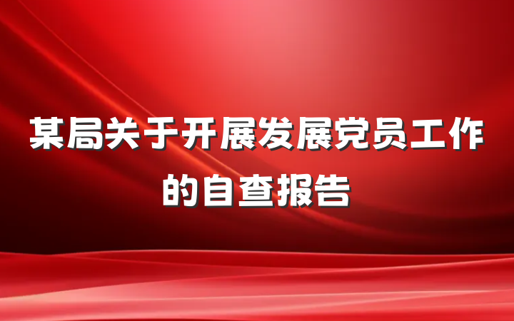 某局关于开展发展党员工作的自查报告