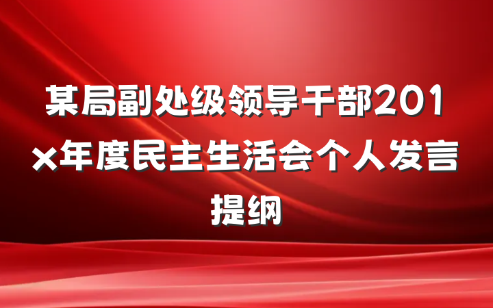某局副处级领导干部201x年度民主生活会个人发言提纲