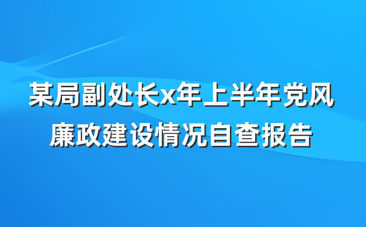 某局副处长x年上半年党风廉政建设情况自查报告