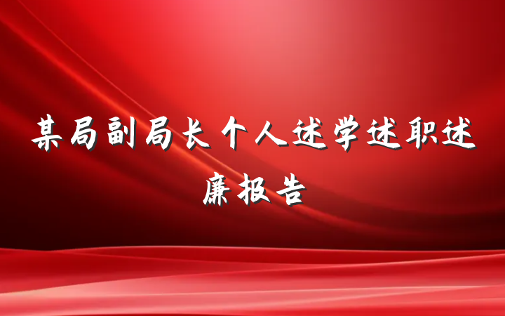 某局副局长个人述学述职述廉报告