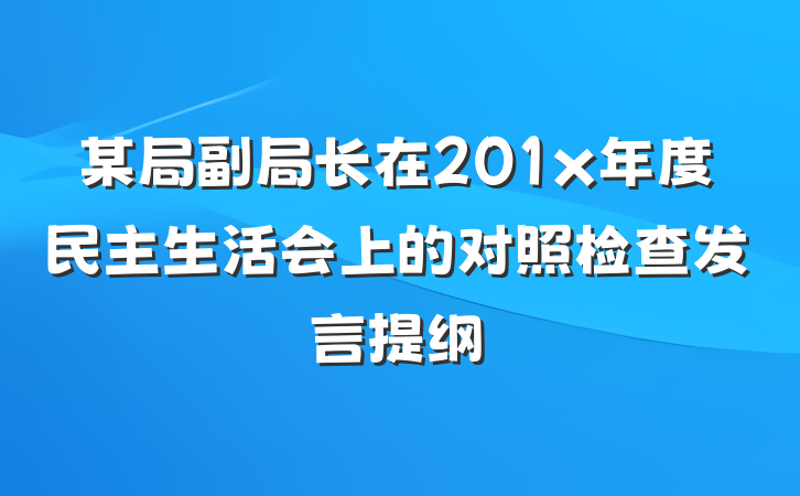 某局副局长在201x年度民主生活会上的对照检查发言提纲