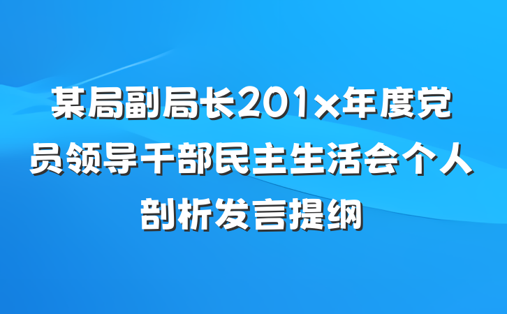 某局副局长201x年度党员领导干部民主生活会个人剖析发言提纲