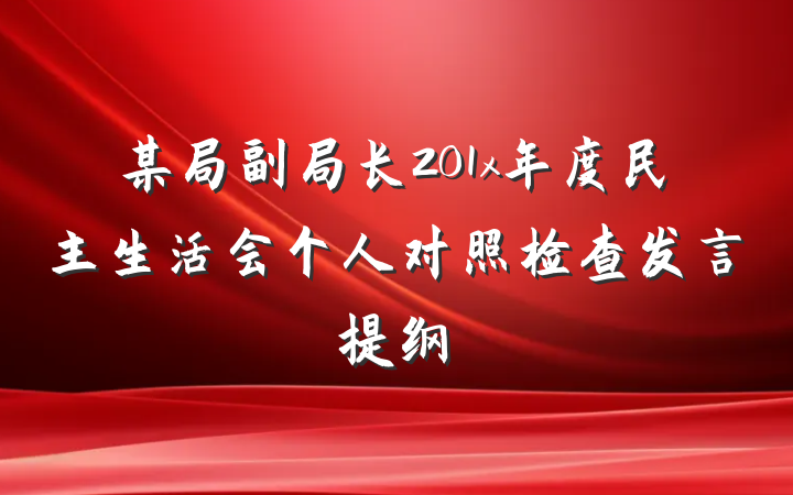 某局副局长201x年度民主生活会个人对照检查发言提纲