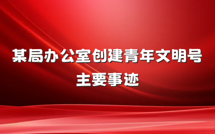 某局办公室创建青年文明号主要事迹