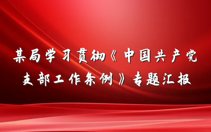 某局学习贯彻《中国共产党支部工作条例》专题汇报
